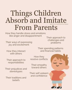 an info sheet with the words things children absorb and imitate from parents on it