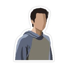 a sticker of a man wearing a hoodie with his face slightly turned to the side