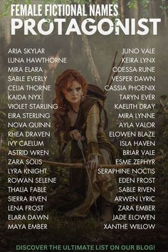 the poster for female fiction names protagonis