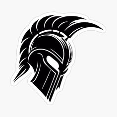 a black and white spartan helmet sticker