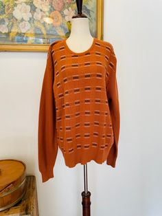 Great burnt orange colored 1970s preppy style men's sweater was made by Laucer in the late 1960's or early 1970's. It is all acrylic, and an approximate size large, though of course please check the measurements given below to ensure a proper fit. It is in good condition and has been gently laundered. Measurements 26" long 50" chest Mens Burnt Orange Sweater, Burnt Orange Mens Sweater, 1970s Preppy, Preppy Outfits Men, Look Old Money, Old Money Preppy, Orange Pullover, Preppy Mens Fashion, Style Preppy