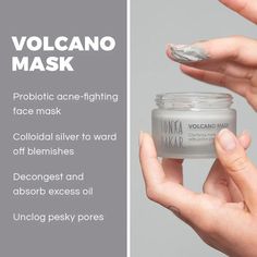 Clarifying mask with volcanic clay, active probiotics and colloidal silver. Ideal for oily and acne-prone skin. Dramatically minimizes pores & clears acne. All natural with no parabens, sulfates, artificial dyes or fragrance. Dry Out Pimples, Acne Overnight, Acne Mask, Skin Drawing, Unique Masks, Artificial Dyes, Skin Quiz, Dark Spots On Skin, Clear Complexion