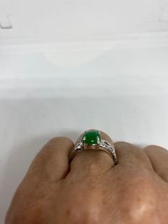 Vintage green nephrite jade Ornate German Silver ring, does not tarnish, NOT sterling Sizes 7, 8 or 9 All rings are shipped in a nice gift box. Check out our over a THOUSAND great reviews Engraving is $4 per letter and is not always perfect depending on the piece. It can take a few days if the jeweler is busy. This is payable to Paypal Judithsltd@gmail.com Green Opal Round Ring, Green Jade Wedding Rings, Fine Jewelry Jade Rings With Polished Finish, Green Jade Ring Suitable For Gift, Classic Green Opal Ring For Formal Occasions, Green Polished Finish Rings As Gift, Green Opal Ring With Polished Finish For Gift, Formal Green Hallmarked Opal Ring, Green Opal Ring For Formal Occasions