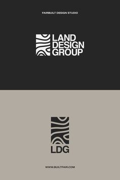 Primary and secondary logo for landscape architecture firm Land Design Group Landscape Company Logos, Iq Logo, Outdoors Logo Design, Landscaping Logo, Land Design, Inmobiliaria Ideas, Architect Logo, Design Club, Inspiration Logo Design