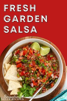 fresh garden salsa in a bowl with tortilla chips