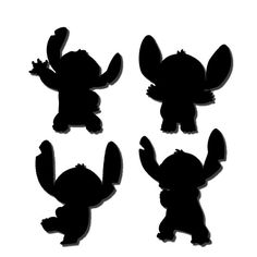 the silhouettes of four different animals are shown