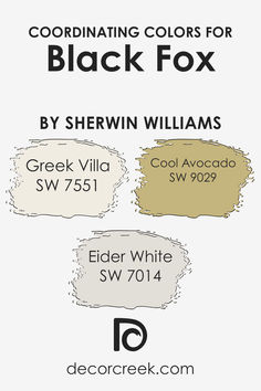 four different color swatches for black fox by sherwin williams