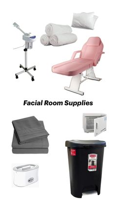 Facial room supplies-bed,sheets,towel warmer ,etc Facial Room Ideas, Esthetician Supplies, Waxing Room, Becoming An Esthetician, Facial Room, Wax Studio, Esthetician Room Decor, Esthetician Room, Room Supplies