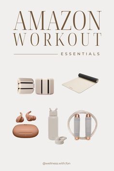 Amazon workout essentials Fitness Equipment Aesthetic, Workout Essentials Aesthetic, Amazon Must Haves Gym Girl, Workout Must Haves For Women, Amazon Workout Must Haves, Pilates Must Haves, Amazon Fitness Must Haves, Pilates Bag Essentials, Beige Gym Aesthetic