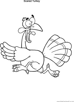 a cartoon turkey flying through the air