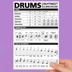 a hand holding up a sheet of music notes with the words,'drums sheetsheet '