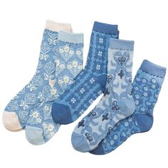 PRICES MAY VARY. Material - The socks are made of high quality cotton, comfortable, breathable and sweat-absorbent. They are gentle to the skin, suitable both for indoor and outdoor activity. Size &Color - The socks fit women's shoe size: US 5-8. Stretchy cotton design, perfectly suitable for your feet. Multiple colors choices make you easy to find a satisfied one. Floral Designs - The vintage embroidered floral pattern design makes the socks pretty and comfort. The breathing knitting makes the Blue Socks Aesthetic, Socks Aesthetic, Vintage Socks, Floral Socks, Socks Christmas, Blue Socks, Floral Pattern Design, Pattern Socks, Vintage Floral Pattern