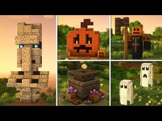 four different types of pumpkins in minecraft