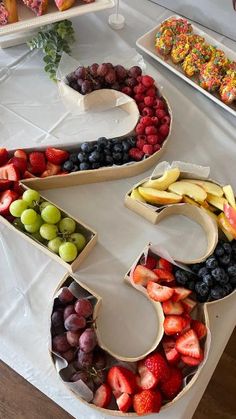 a number made out of fruit on a table