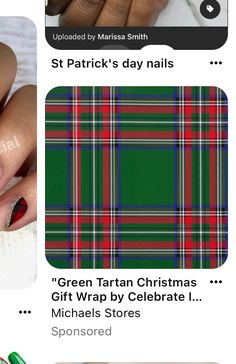 St Patricks Day Nails, Tartan Christmas, Michael Store, St Patrick, St Patricks Day, Nail Inspo, Tartan, Gift Wrapping, Nails