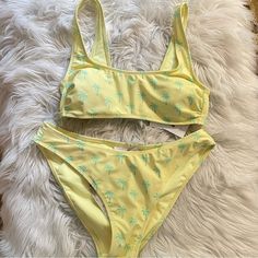 Stoney Clover Lane X Target Collab Tropical Palm Trees Bikini Set, Women’s Size Large. New Without Tags. These Were Pulled For A Marketing Photo Shoot, The Retail Tags Are Missing But The Marketing Inventory Tags Are Attached. There Is A Small Mark On The Inside Of The Top, Please See Last Photo. Not Noticeable When Worn. Soft Blend Of Nylon/Spandex In A Light Yellow With Mint Green Palm Trees. Top Is A Basic Pullover Style, More On The Sporty Side Of Life. Removable Pads. Bottoms Are A Classic Green Palm Trees, Tropical Palm Trees, Stoney Clover Lane, Stoney Clover, Tropical Palm, Summer Pictures