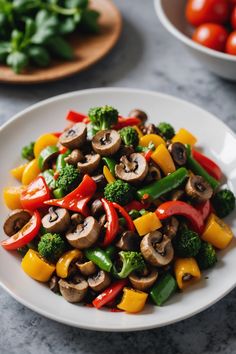 A photo of a  Mushroom and Bell Pepper Stir Fry a Stir fry Recipes Bell Pepper Stir Fry, Pepper Stir Fry, Stir Fry Recipe