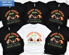 Camp Crew 2024 T-Shirts, Most Likely To Camping Matching Shirt, Group Camp T-Shirts, Most Likely Shirt, Funny Camper Shirt ORDERING: 1. Review all photos 2. Choose Size and Color from drop-down menu 3. If personalization box is available, add your text color 4. Add each shirt to cart one at a time 5. Click "Add to Cart" - you can go back to add more products 6. Click "Proceed to Checkout" 7. Add note to seller for any requests * We use several different brand shirts, all of them are premium qual Camping Vacation, Custom Campers, Camper Shirt, Camp Life, One With Nature, Brand Shirts, Camp Shirt, Camping Life, Family Camping