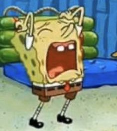 an animated spongebob with his mouth wide open