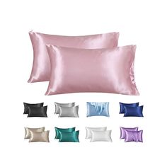 satin pillow cases in various colors and sizes