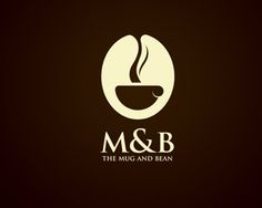 m & b the mug and bean logo on a dark brown background with white lettering