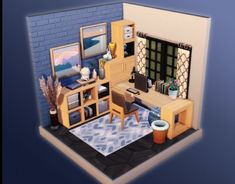 Cozy Desk Space, Sims 4 No Cc, Cozy Desk