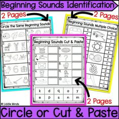 the beginning sounds worksheet with two pages