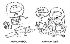 an american idol cartoon is shown in black and white with the caption american idol