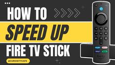 the fire tv stick is sitting next to an advertisement for how to speed up