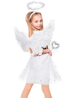 PRICES MAY VARY. Cosplay Combination: the package includes angel headband, wand, angel wings, kids tutu, exquisite combination to meet your dressing needs, so you look like a cute little angel Tutu Skirt: puffy tutu for kids is made of nylon, soft and comfortable to wear, fine craft, skin friendly, beautiful and reliable, not easy to fade, to provide you with long term service Angel Wings: angel wings is made of goose feather, wire fixed, size of about 60 x 35 cm/ 23.62 x 13.78 inches, suitable Kids Angel Costume, Girls Angel Costume, Halo Costume, Angel Halloween Costumes, Angel Halo, Halloween Costumes For Teens Girls, Baby Costumes Girl, Feather Angel Wings, Halloween Costumes For 3