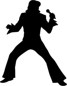 the silhouette of a man in a top hat holding a microphone and singing into a mic