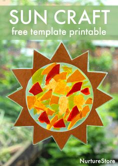 the sun craft is made out of paper and has colorful pieces of glass on it