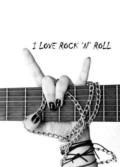 a person with their hand on top of a guitar string that says i love rock'n'roll