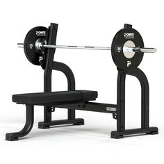 a black bench and squat machine on a white background with the weight bar in front of it