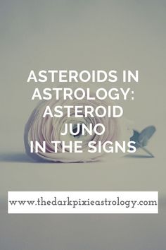 a white flower with the words astroids in astrology asteroid juno in the signs