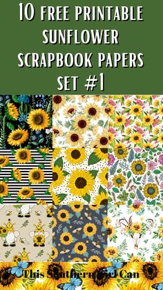 Free printable sunflower scrapbook paper Paper Sunflower Template Free Printable, Printable Sunflower Prints, Scrapbook Papers Free Printable, Free Printable Pattern Paper, Free Digital Paper Printable, Sunflower Free Printable, Scrapbooking Paper Free Printable, Sunflower Scrapbook Layouts, Printed Paper Pattern Free Printable