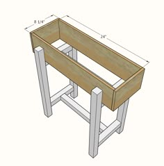 a wooden table with measurements for the legs