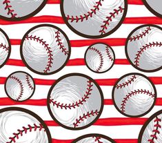 a red and white striped background with baseballs on the ball pattern, which is very similar to other sports balls