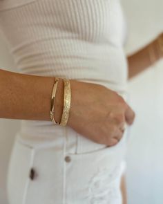 Cuff Bracelet Outfit, Gold Band Bracelet, Minimalist Jewlery, Bracelets Outfit, Macon Georgia, Vintage Nostalgia, Gold Cuff Bracelet, Jewelry Staples, Gold Bracelet Cuff