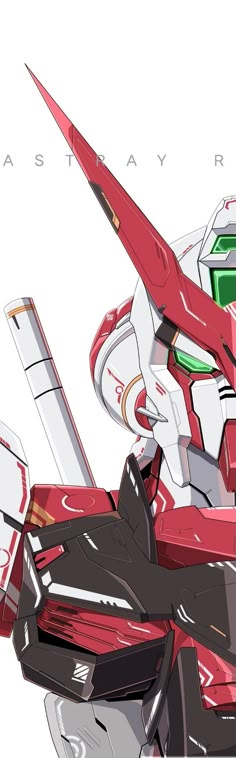 a red and white robot standing in front of a white background with the words astray on it