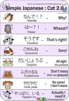 an image of japanese words and their meanings