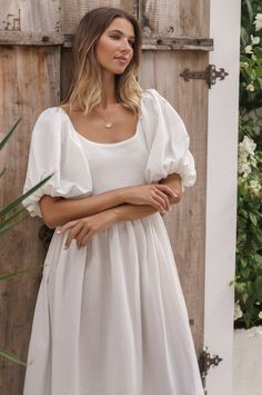 Midi Frock, Afternoon Picnic, Elf Dress, Sorority Rush Dresses, Puff Sleeve Midi Dress, Bachelorette Dress, Casual Bodysuit, Rush Dresses, Bridal Shower Dress