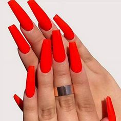 Uranian Coffin Extra Long Press on Nails Red Fake Nails Matte Ballerina Halloween Full Cover False Nails Acrylic Nails Tips for Women and Girls24pcs) (Red) Long Red Nails, Bright Red Nails, Nails Collection, Ballet Nails, Long Press On Nails, Coffin Press On Nails, Fake Nails With Glue, Press Ons, Nail Art Kit