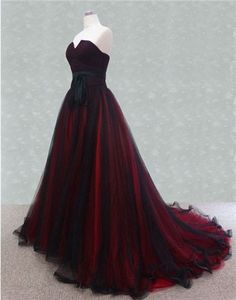 Color Wedding Dresses, Sweep Train Prom Dress, Gothic Wedding Dress, Red Wedding Dresses, 2015 Wedding Dresses, Color Wedding, Fantasy Gowns, Gothic Wedding, Black Wedding Dresses