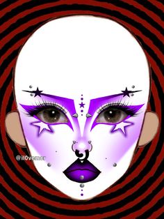 Purple Goth Eye Makeup, Goth Makeup Colorful, Purple Clown Makeup, Colorful Goth Makeup, Blue Goth Makeup, Purple Goth Makeup, Makeup Hobby, Purple Goth