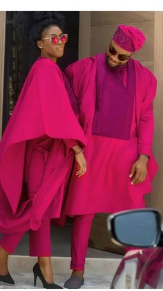 3 pieces couple's agbada. This african couple outfit is well crafted to make your occasion a special one. It comes with a well detailed embroidery on the chest. The beauty of this outfit will impress you and will make you feel special. Note that this very one is burgundy(wine) color It is the perfect outfit for your: -Engagement -wedding -thanksgiving -graduation etc... Other colors available. Custom order accepted. -polish cotton fabric. -machine washable. -hand washable. - dry clean recommende African Wedding Dress Ankara, Ankara Couple Outfit, Dashiki Prom Dress, Couples African Outfits, Couple Matching Outfits, Nigerian Men Fashion, African Dresses Men, African Prom Dresses, Couples Outfit