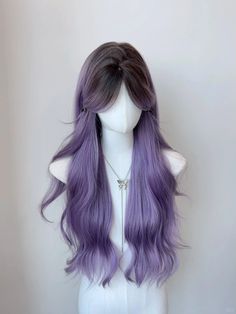 purple lace wig #humanhair #bundles #closure #fulllacewig #wigsforsale #hairextensions #wiginstall #hairstylist #lacefrontwig #beauty Purple Hair Wigs, Purple Lace Wig, Platinum Blonde Highlights, Green Wig, Red Wigs, Wigs For Sale, How To Style Bangs, Curly Hair With Bangs, Headband Wigs