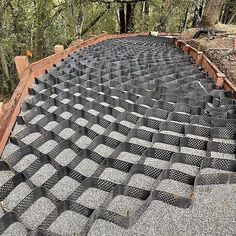 the roof is covered with black plastic mesh