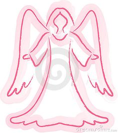 an angel with pink outlines on a white background stock photo - image 34987