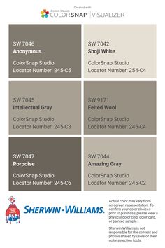 the color scheme for sheryln williams's new paint colors, which are available in